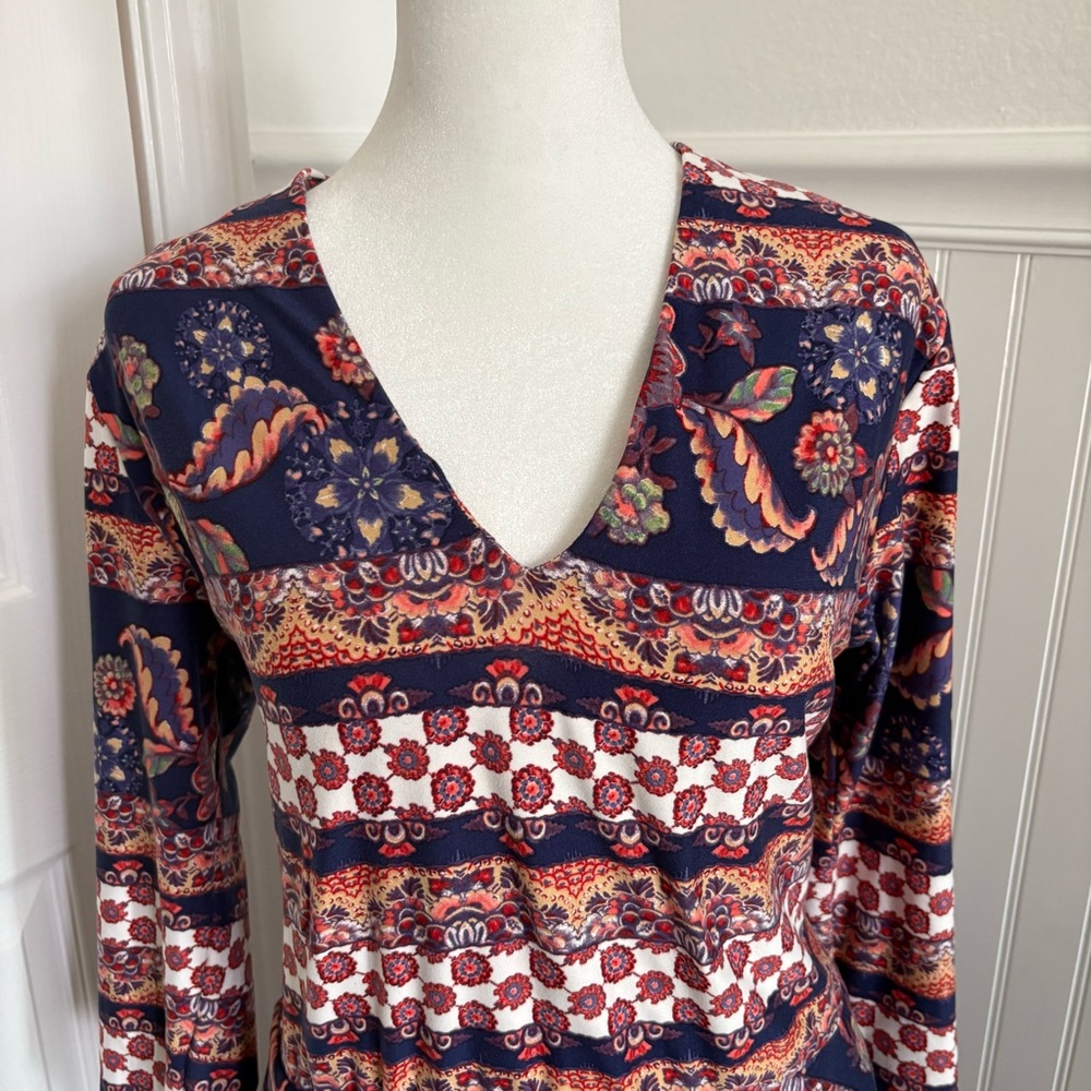 Midi V-Neck Agnes & Dora A-Line Dress with Pockets size 2XL purple and red - Picture 2 of 8